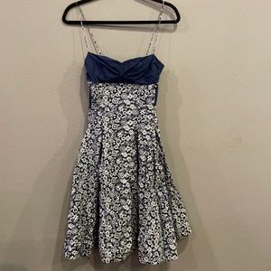 Twin-Set blue + white floral dress xs/s